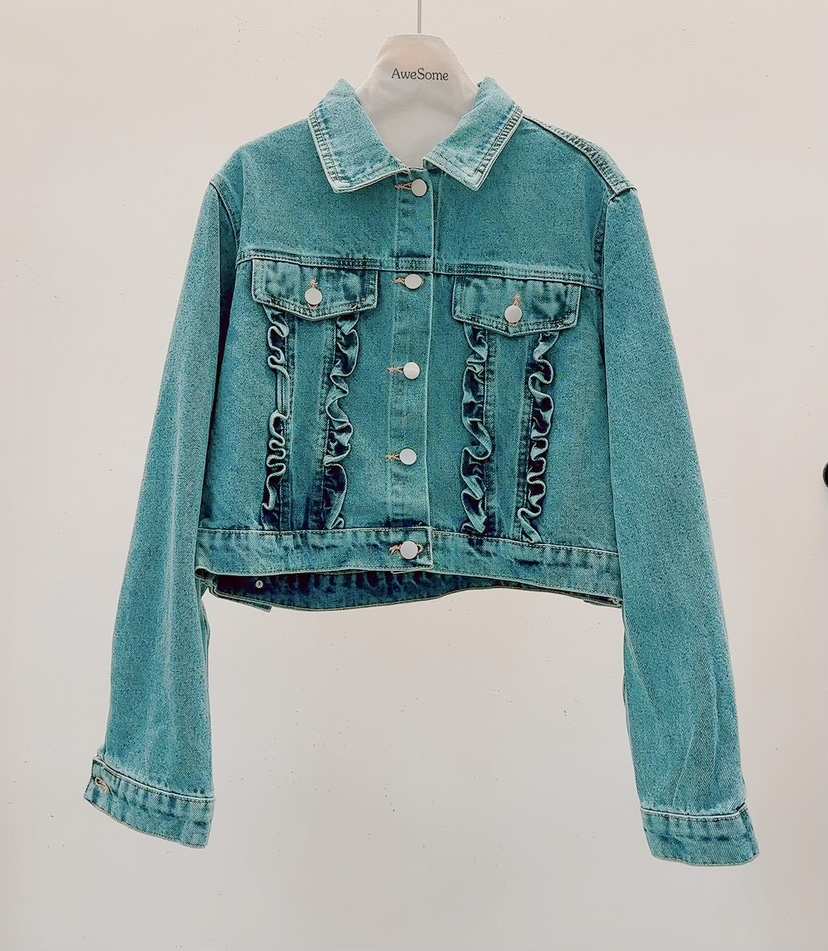 AWESOME韓國代購女士新品時尚真品人氣熱賣休閑夾克荷葉邊AWESOME夾克