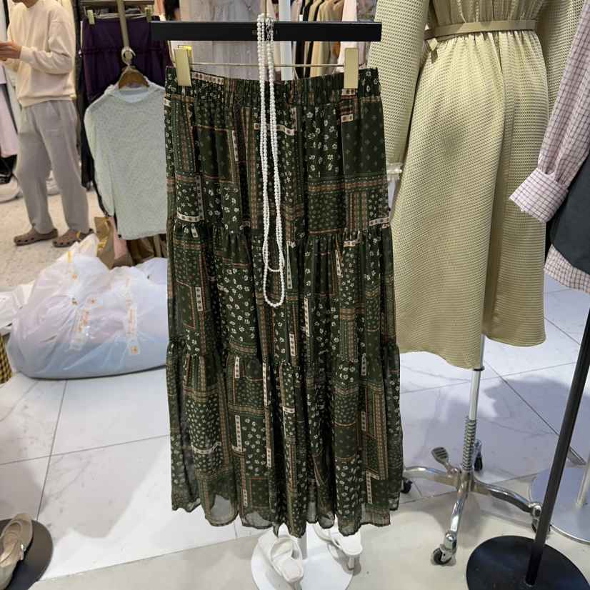 BIKINI韓國代購女士新款真品休閑人氣推薦熱賣長裙印花雪紡BIKINI長裙