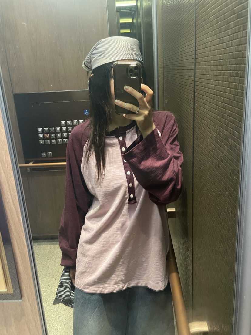 ASCENT東大門直郵女裝新品休閑人氣時尚長袖T恤插肩袖復古ASCENT長袖T恤