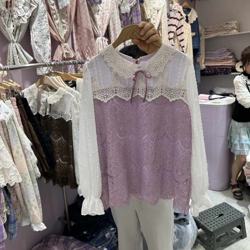 MS韓國直郵女士新款休閑熱賣真品時尚推薦人氣襯衫蕾絲衫MS襯衫/蕾絲衫