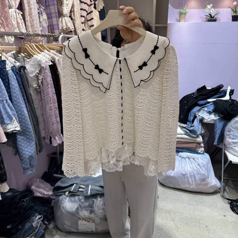 MS東大門實拍女士新品熱賣真品人氣推薦時尚休閑襯衫蕾絲衫MS襯衫/蕾絲衫