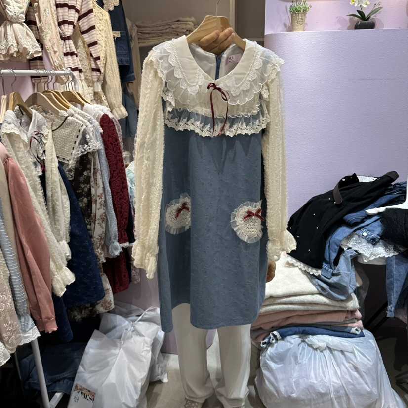MS韓國代購女裝新品推薦熱賣人氣真品時尚休閑連衣裙假兩件MS連衣裙