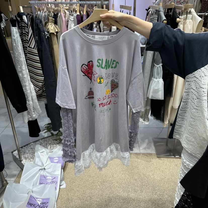 VIRUS韓國代購女士新品推薦時尚休閑真品人氣長袖T恤假兩件VIRUS長袖T恤
