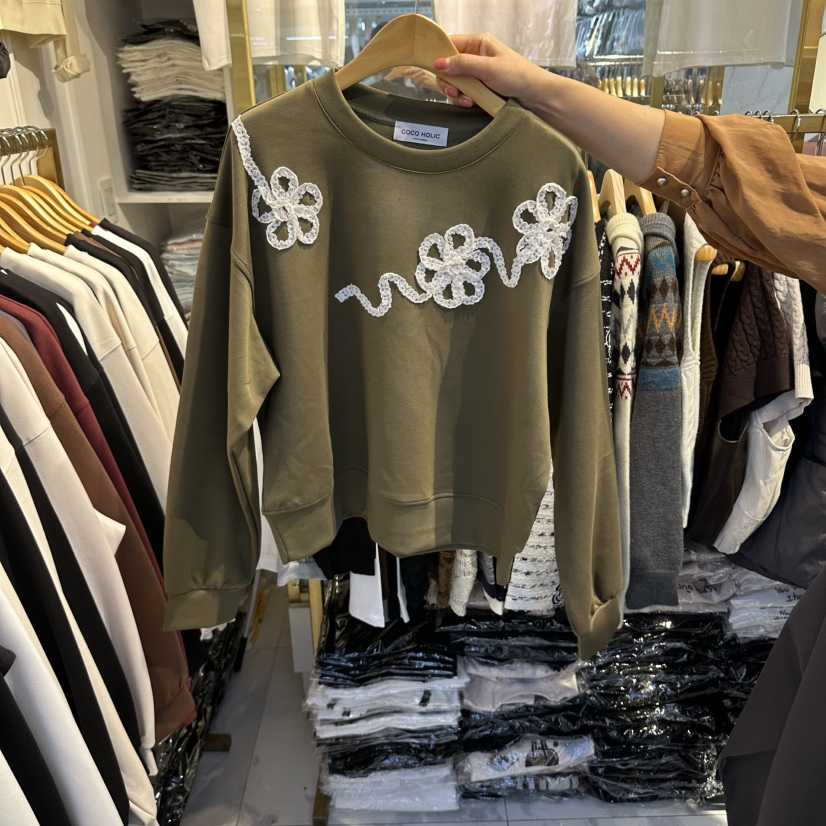 COCO HOLIC東大門實拍女士新品推薦人氣熱賣休閑衛衣繡花COCO HOLIC衛衣