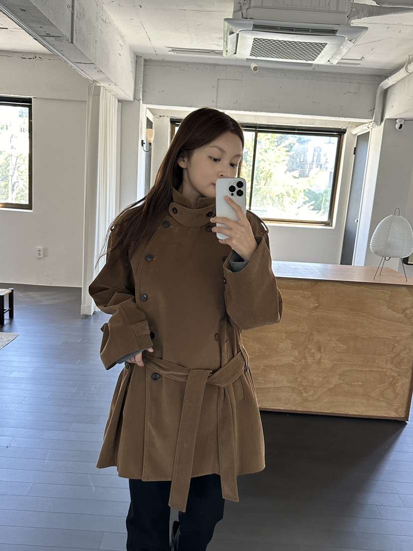 NDE韓國代購女裝新品休閑時尚推薦真品人氣夾克含腰帶麂皮BOHEME_NDE夾克