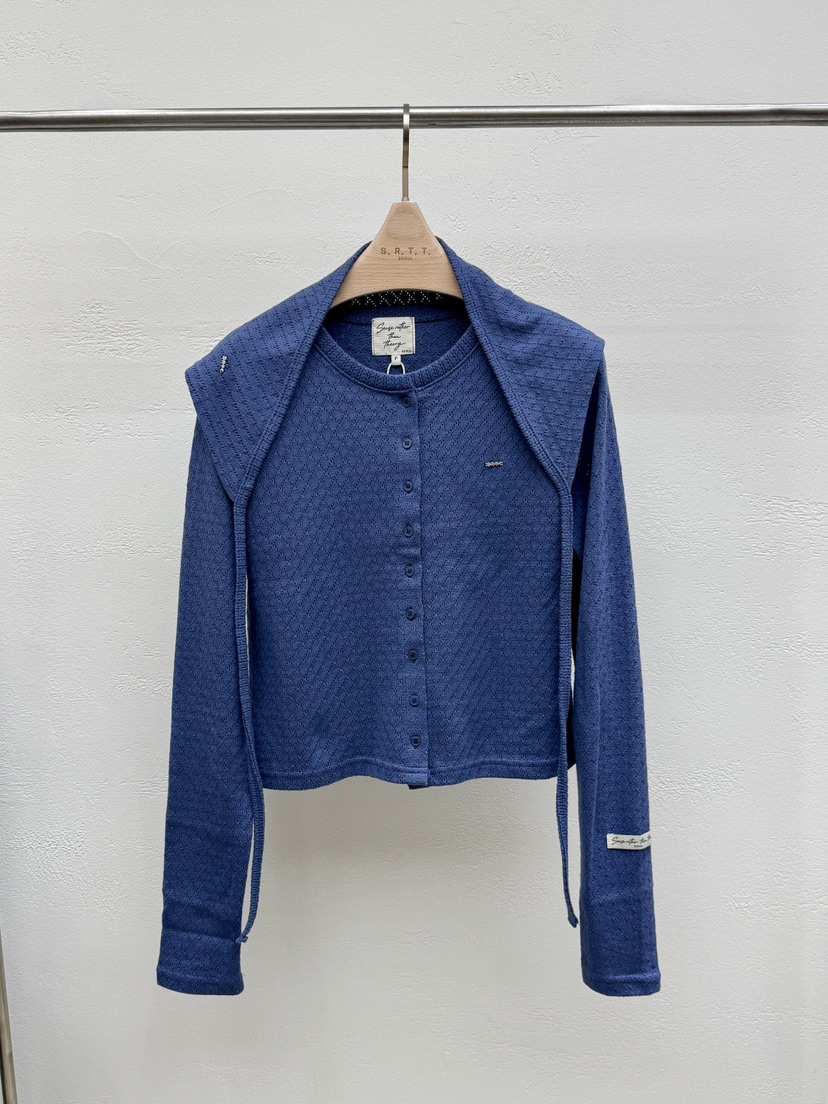 S.R.T.T.東大門實拍女裝新品推薦時尚長袖T恤含圍巾開襟S.R.T.T.長袖T恤