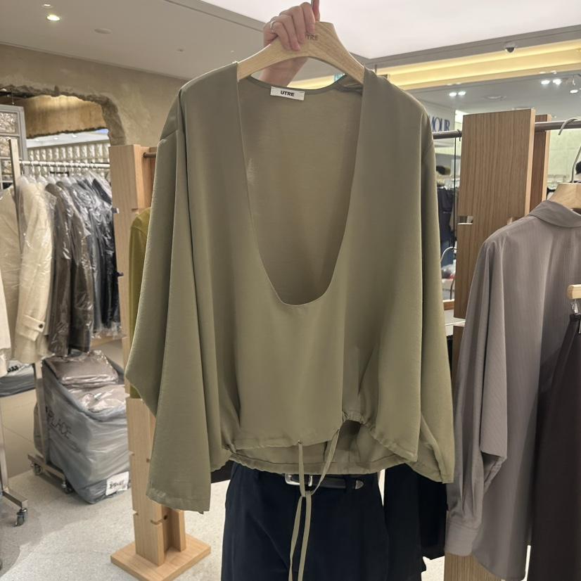 UTRE東大門實拍女士新款人氣推薦休閑時尚襯衫蕾絲衫U領蓬松UTRE襯衫/蕾絲衫