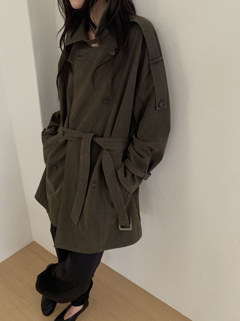 ATHEA韓國直郵女裝新款推薦時尚熱賣休閑中長款大衣含腰帶ATHEA中長款大衣