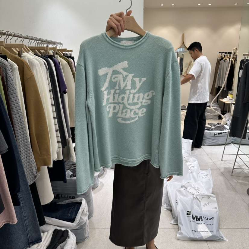 GRACIA韓國代購女裝新品時尚推薦休閑熱賣人氣針織衫字母GRACIA針織衫