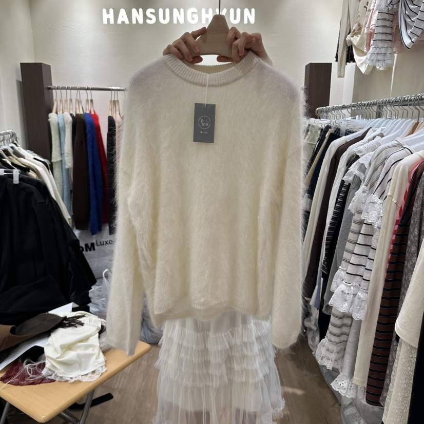HANSUNGHYUN東大門實拍女士新款人氣推薦真品毛衣圓領寬松HANSUNGHYUN毛衣