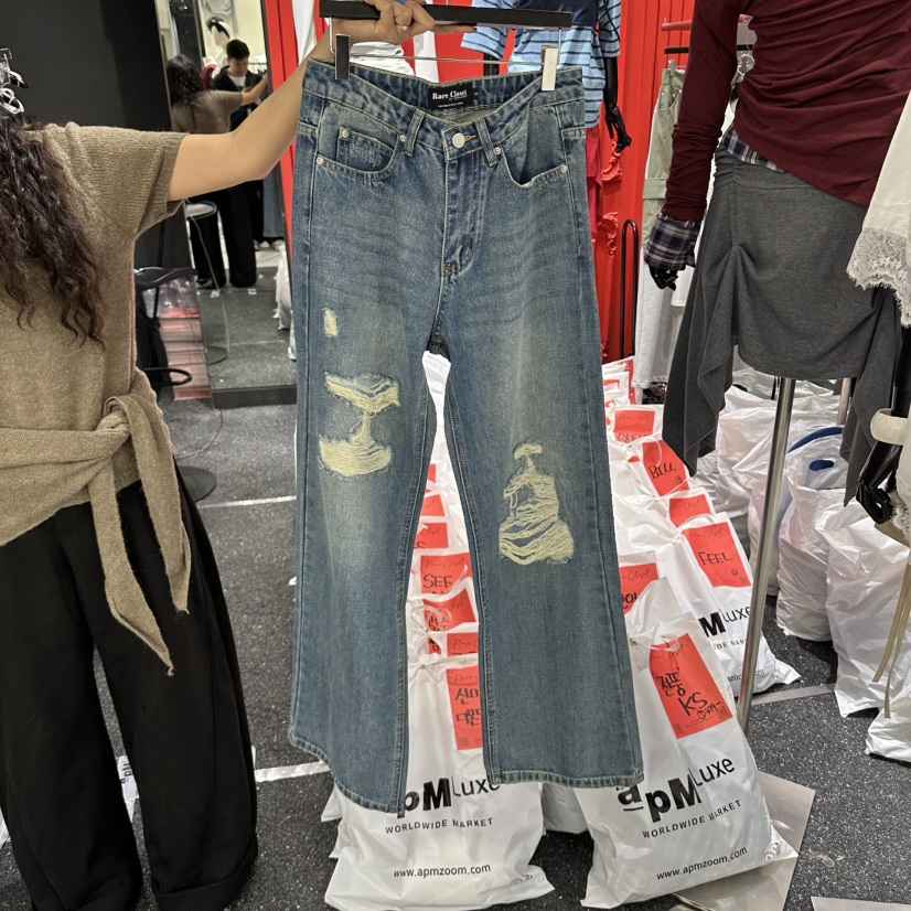 RARE CLOSET東大門代購女裝新品時尚推薦真品休閑牛仔褲RARE CLOSET牛仔褲