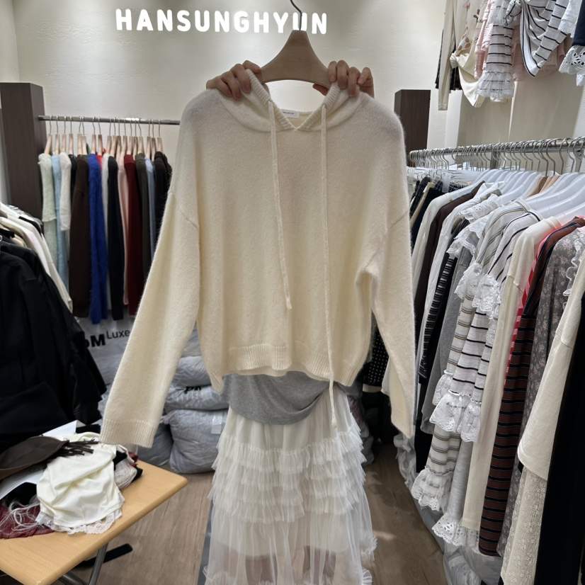 HANSUNGHYUN東大門實拍女裝新品人氣衛衣羊毛100連帽針織衫HANSUNGHYUN衛衣