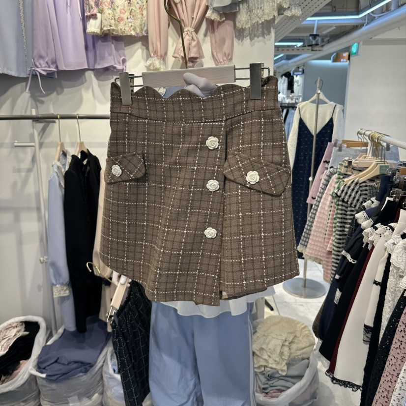 PAPA東大門代購女裝新款熱賣推薦休閑時尚真品人氣裙褲格子Papaine/HALMADE裙褲