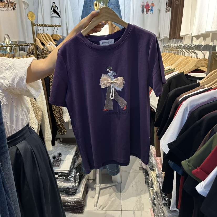 COCO HOLIC韓國代購女士新款真品休閑熱賣人氣時尚T恤絲帶COCO HOLICT恤