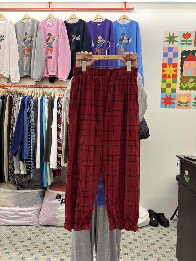 TOLL東大門代購女士新品人氣真品推薦休閑時尚休閑褲格子TOLL休閑褲