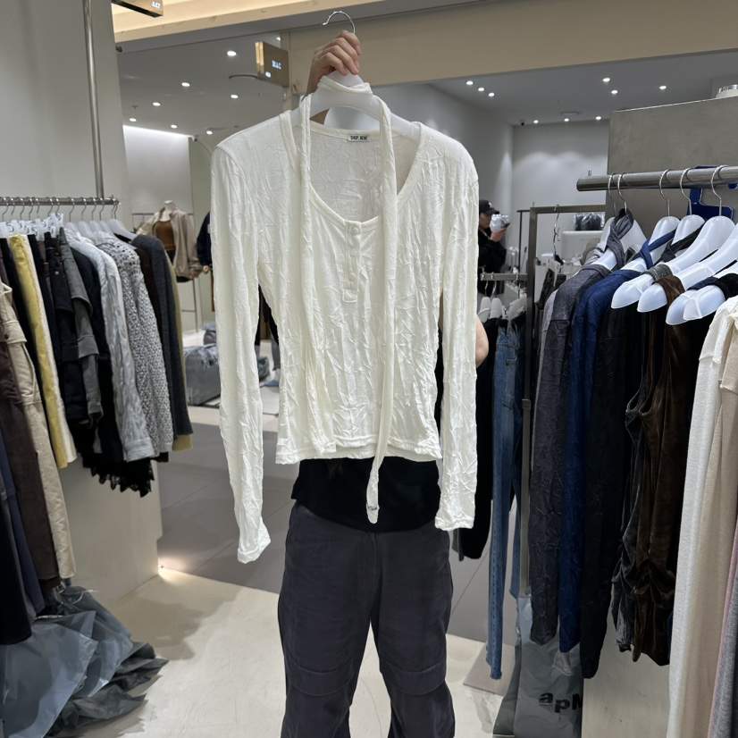 BENE韓國直郵女士新品推薦熱賣時尚真品人氣長袖T恤含圍巾SHOP BENE_Bene長袖T恤