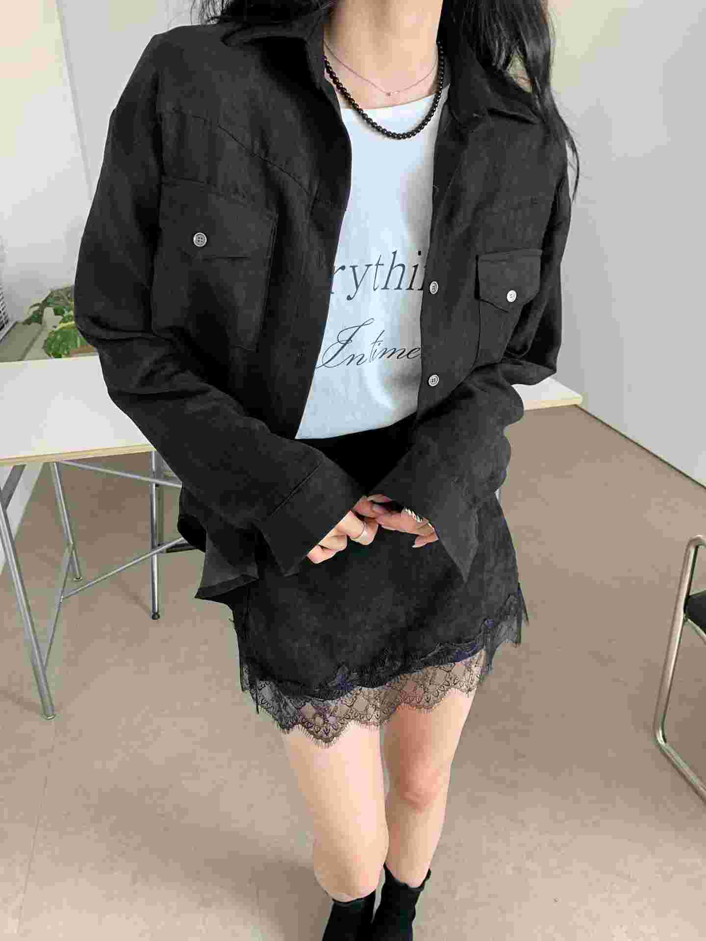 BLACK LINE東大門實拍女裝新品推薦時尚襯衫蕾絲衫不含內搭BLACK LINE襯衫/蕾絲衫