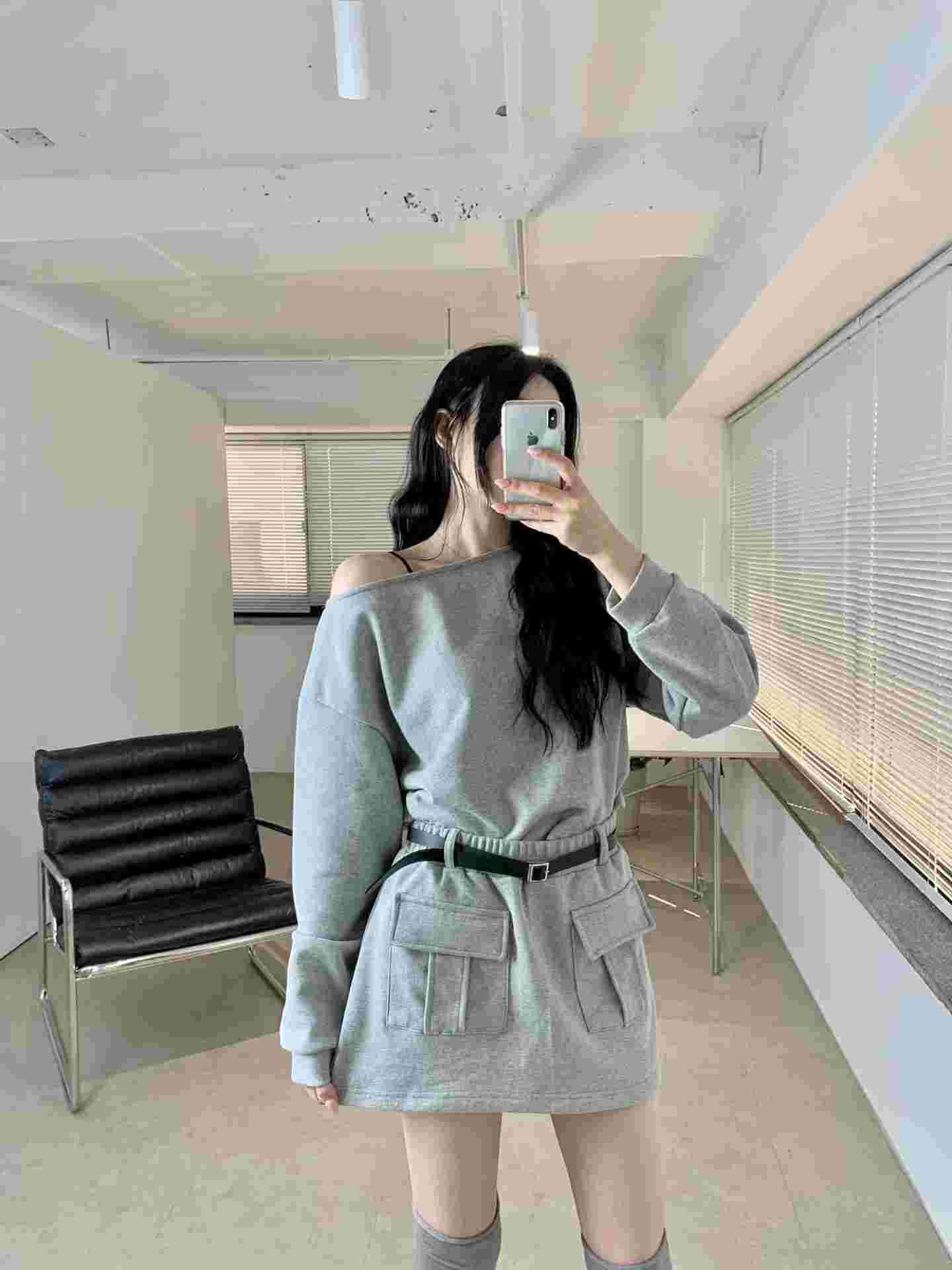 BLACK LINE韓國直郵女裝新款人氣推薦連衣裙不含腰帶OPSBLACK LINE連衣裙