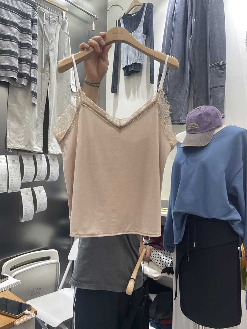 DELIGHT東大門代購女士新品推薦休閑吊帶背心蕾絲絲絨無袖DELIGHT吊帶/背心