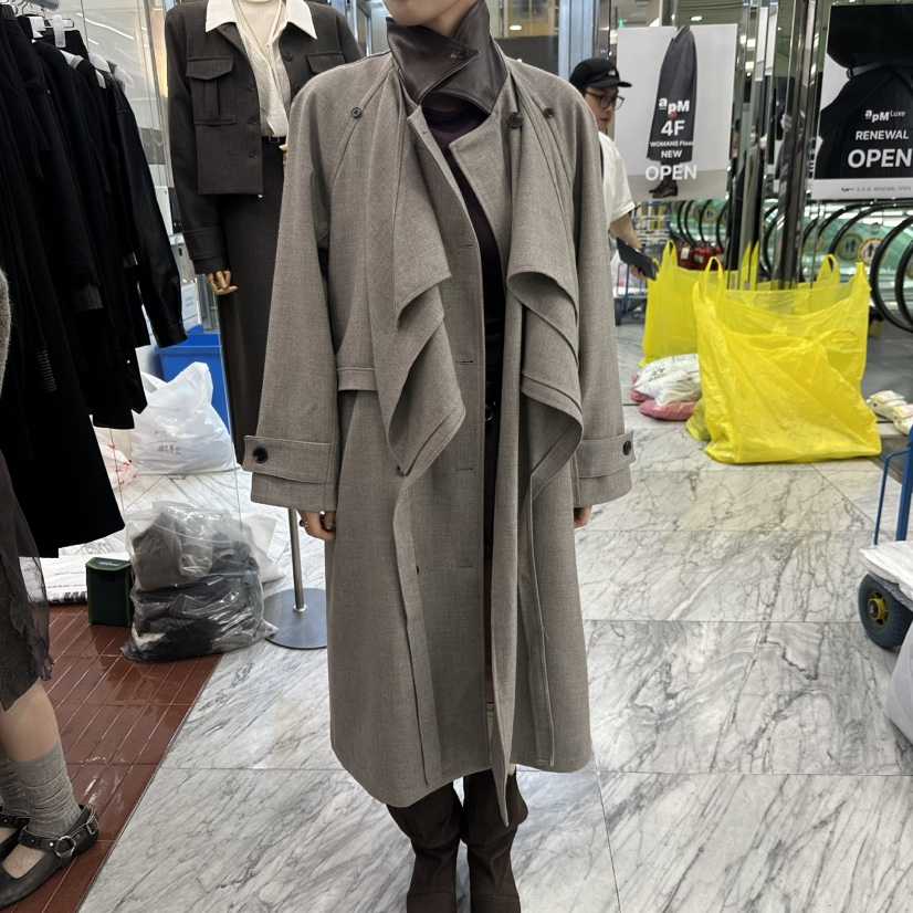 FOUNDATION東大門直郵女裝新款推薦休閑熱賣真品中長款大衣FOUNDATION中長款大衣
