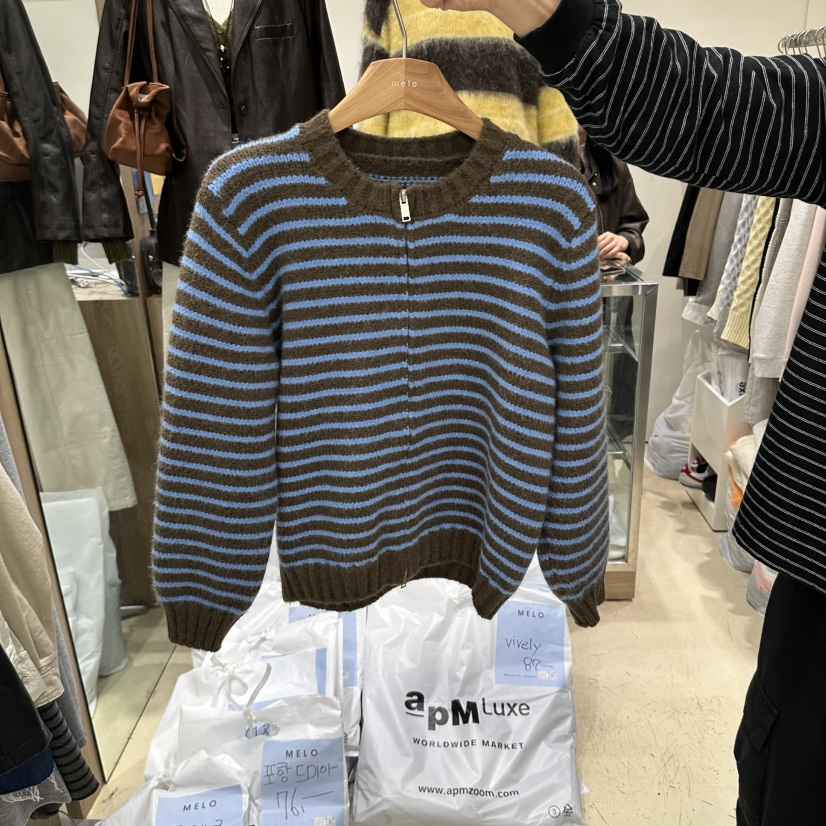 MELO東大門實拍女士新品推薦人氣時尚真品休閑熱賣毛衣拉鏈MELO毛衣