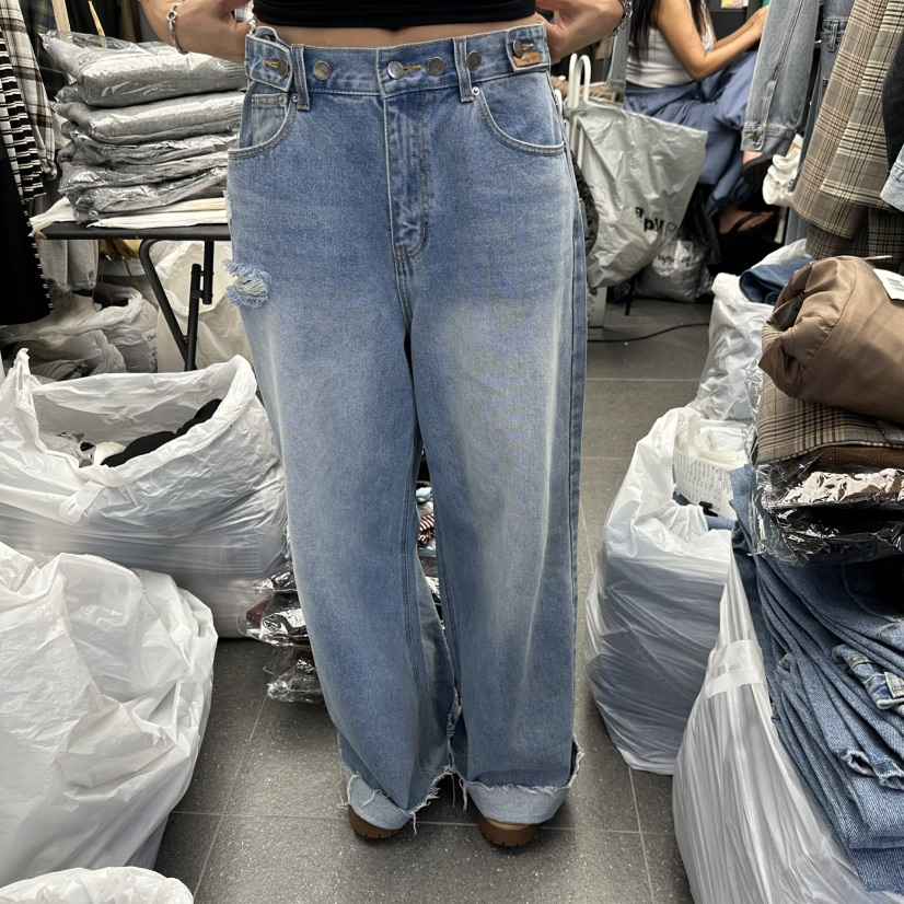 A-DEL東大門直郵女裝新品熱賣推薦時尚真品人氣牛仔褲開衩A-DEL牛仔褲