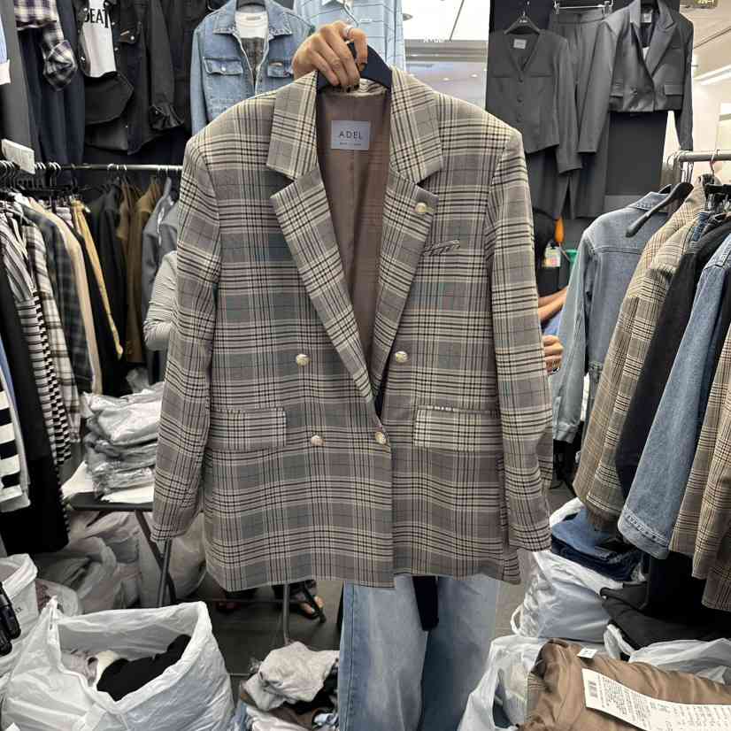 A-DEL東大門代購女裝新品休閑真品熱賣人氣夾克格紋雙層A-DEL夾克
