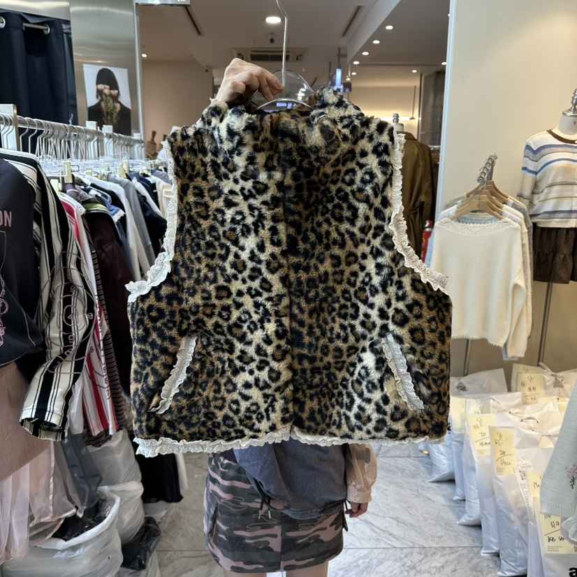 CHEAP-CHIC韓國代購女裝新品休閑熱賣人氣馬甲不含內搭豹紋CHEAP-CHIC/CHARLES THE SECOND馬甲