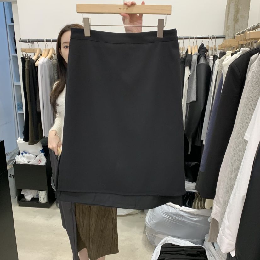 RECOVER韓國直郵女士新品真品時尚推薦休閑半身裙中短裙開衩RECOVER/MOMENT半身裙/中短裙