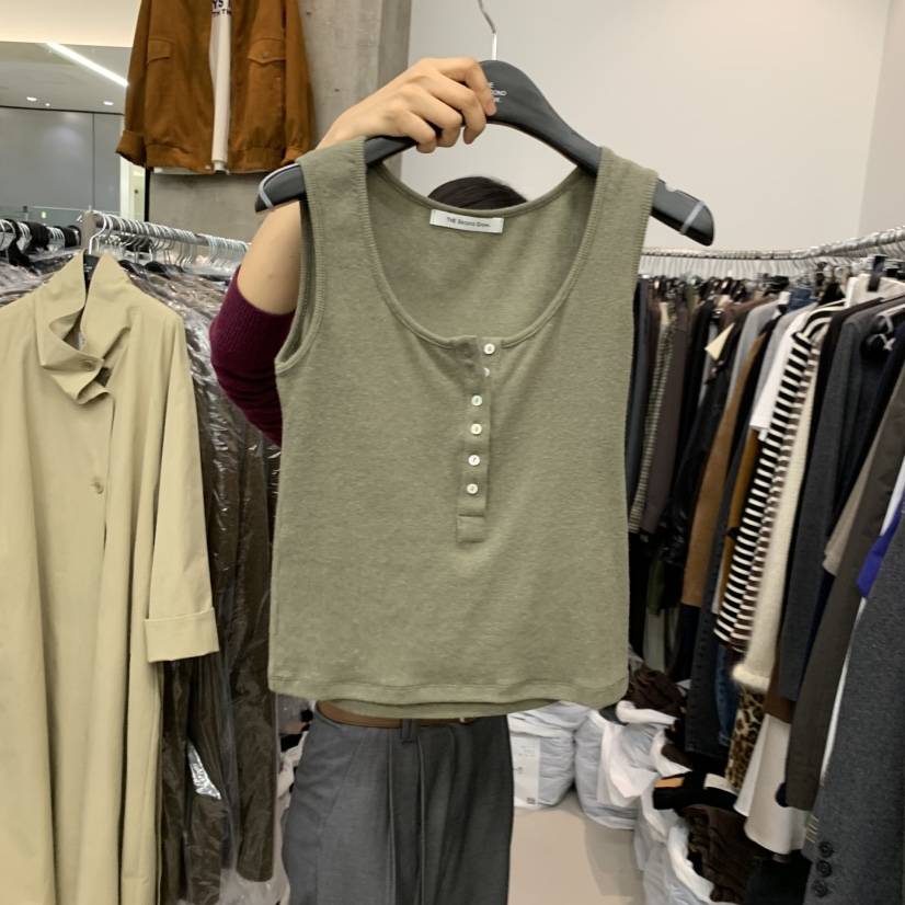 THE SECOND GROW韓國直郵女士新品休閑真品吊帶背心無袖THE SECOND GROW吊帶/背心