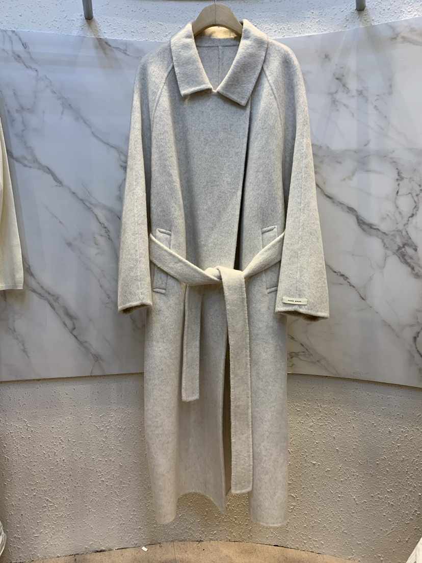 OLIVE TrEE東大門代購女裝新品真品中長款大衣含腰帶手工OLIVE TrEE中長款大衣