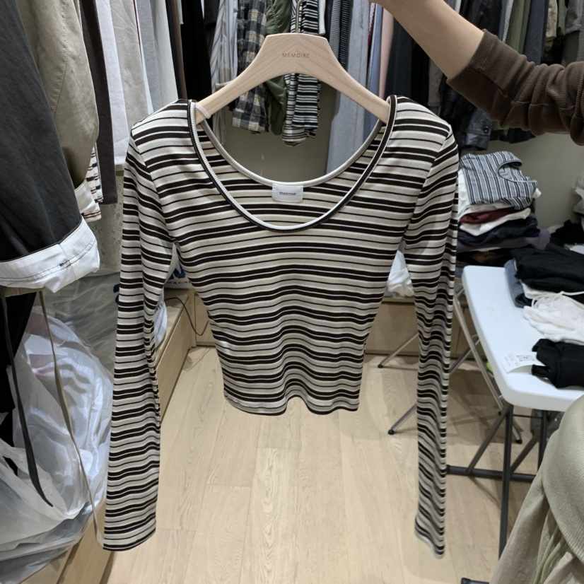 MONROE東大門代購女士新款休閑真品時尚熱賣推薦長袖T恤條紋MONROE長袖T恤