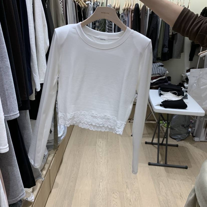 MONROE東大門實拍女士新品時尚推薦休閑人氣真品長袖T恤蕾絲MONROE長袖T恤