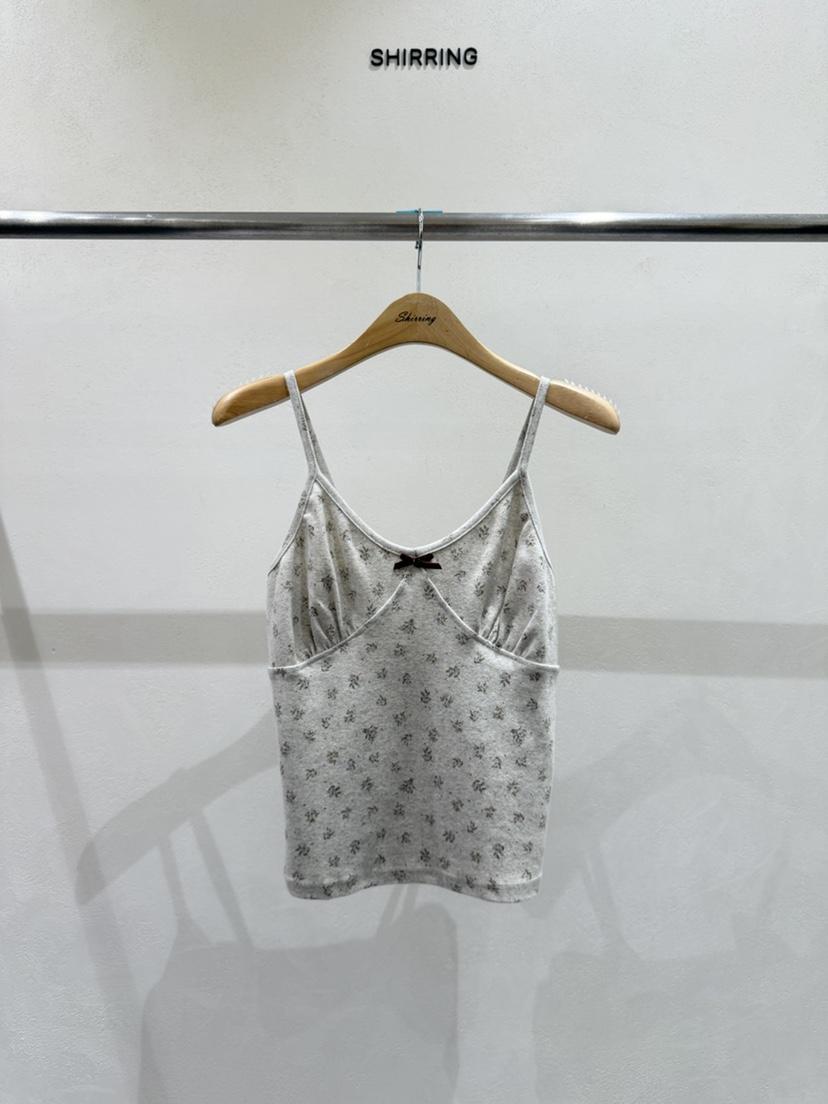 SHIRRING韓國直郵女裝新品時尚推薦熱賣吊帶背心花朵無袖SHIRRING吊帶/背心
