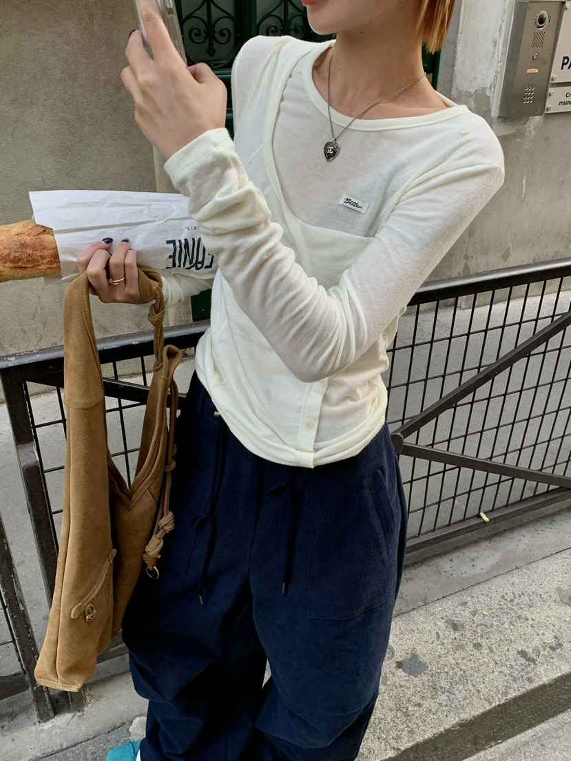 ZEROZERO東大門直郵女裝新品休閑熱賣時尚真品長袖T恤紐扣ZEROZERO長袖T恤