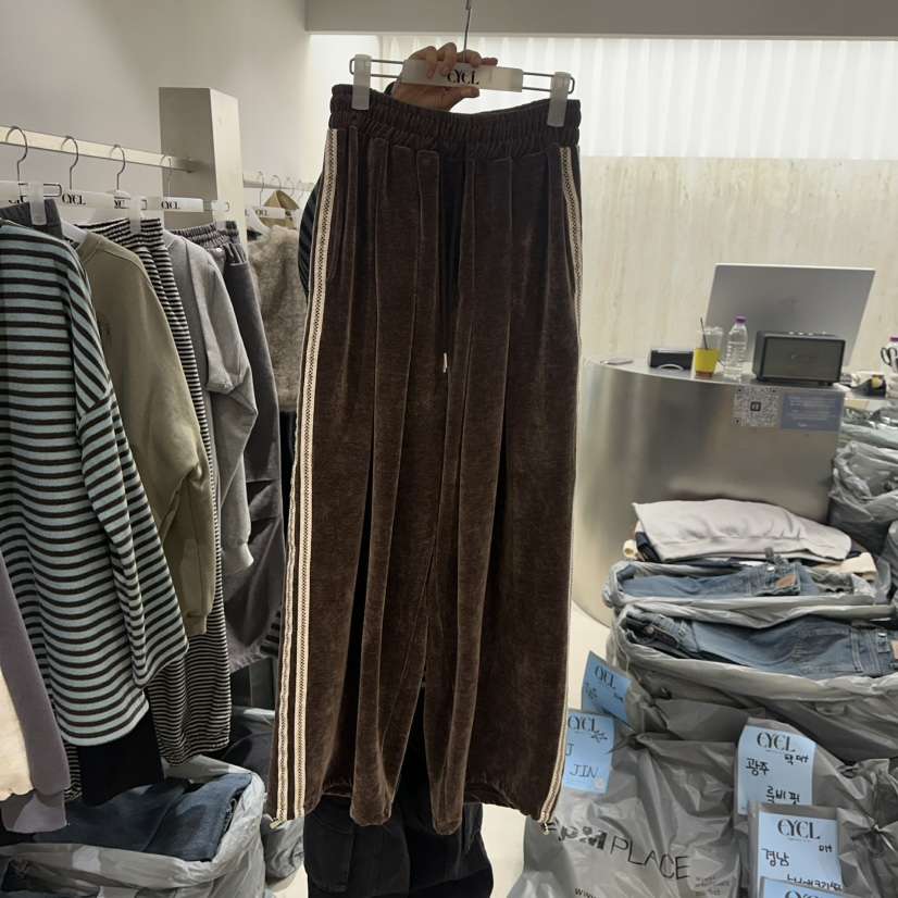EYEL韓國代購女裝新款真品人氣休閑熱賣推薦休閑褲天鵝絨EYEL休閑褲
