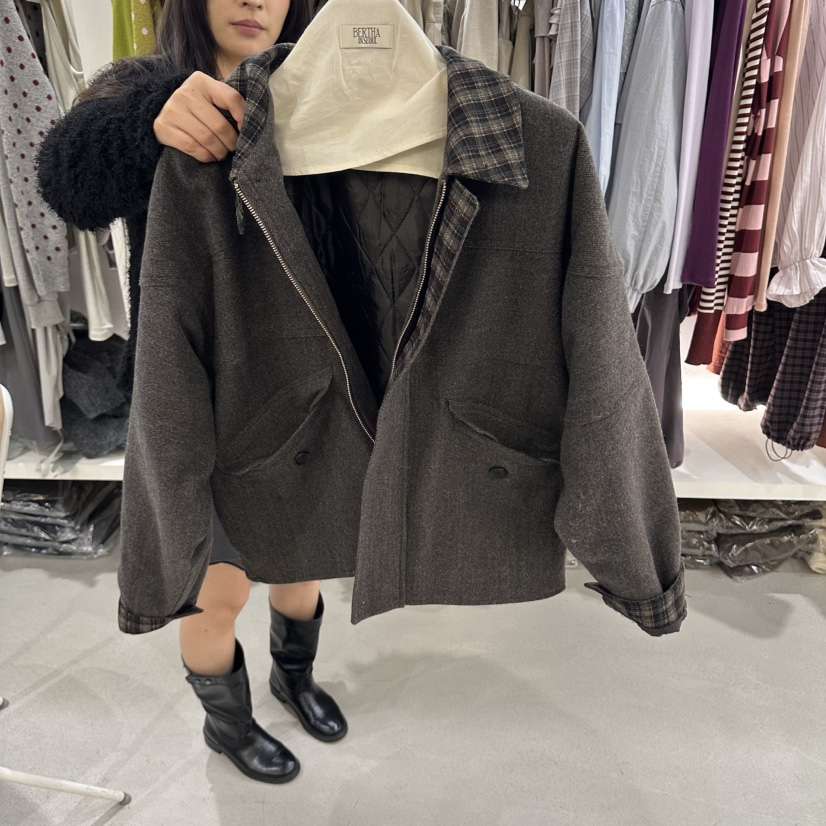 BERTHA東大門實拍女裝新品熱賣休閑時尚人氣推薦夾克格子BERTHA夾克