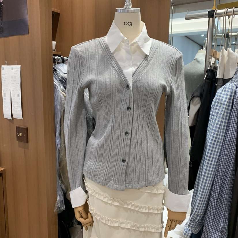FLAT OGI東大門直郵女士新品熱賣真品休閑推薦針織衫假兩件FLat OGI針織衫