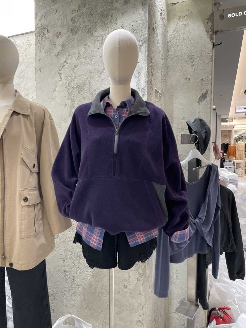 SOLD OUT韓國代購女裝新款真品推薦熱賣休閑衛衣抓絨拉鏈SOLD OUT衛衣