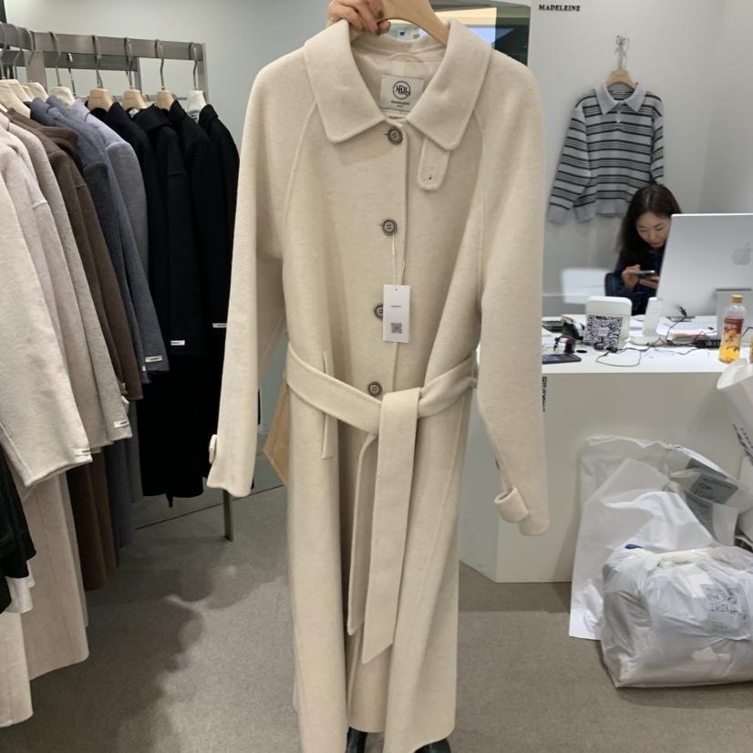 MADELEINE東大門代購女士新品真品推薦中長款大衣含腰帶羊絨MADELEINE中長款大衣