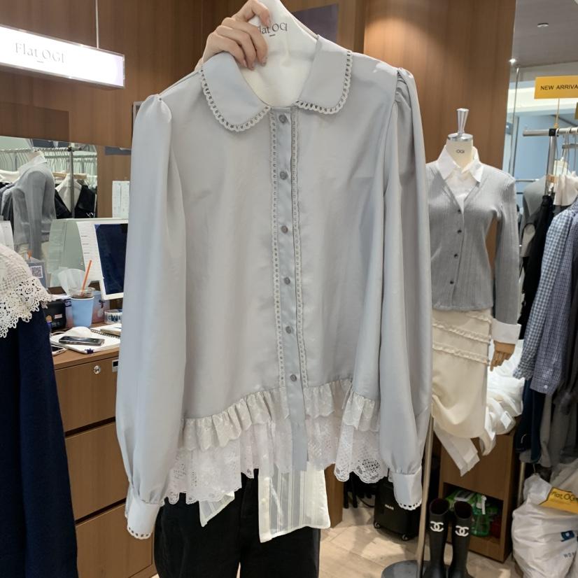 FLAT OGI韓國直郵女士新款推薦休閑人氣真品時尚襯衫蕾絲衫FLat OGI襯衫/蕾絲衫