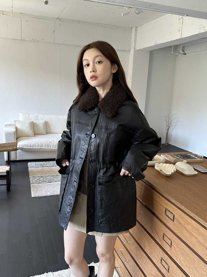 NDE東大門實拍女士新品真品熱賣推薦人氣時尚休閑皮衣羊皮鵝BOHEME_NDE皮衣