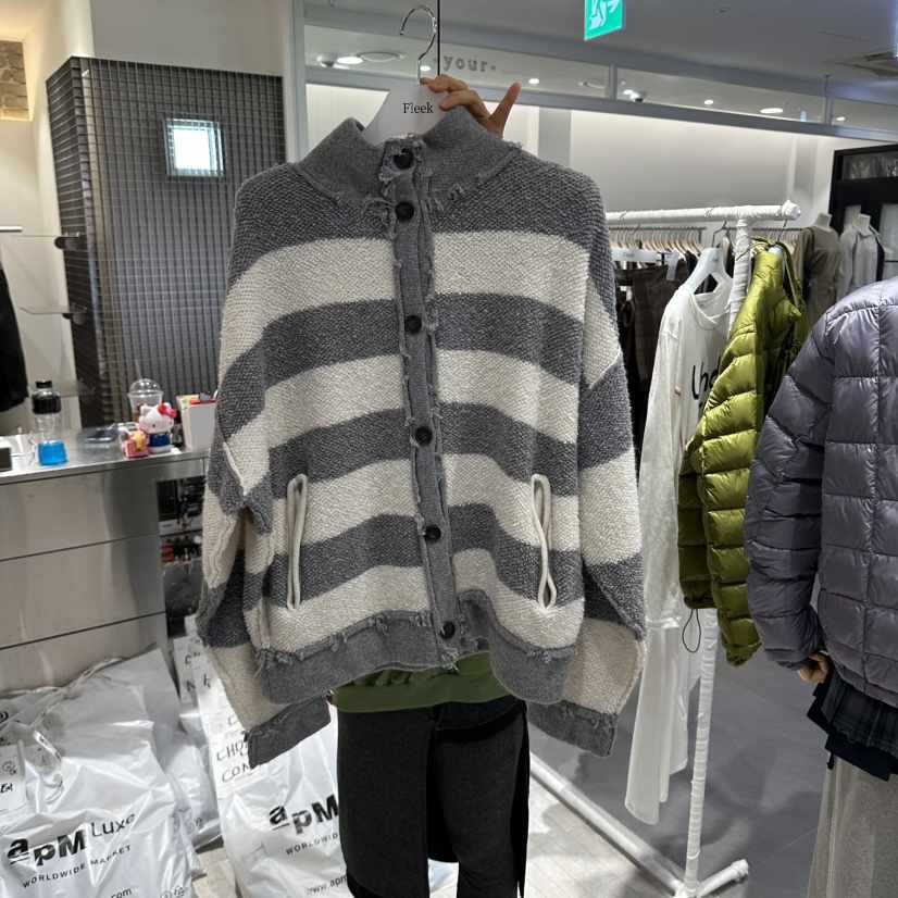 FLEEK東大門實拍女士新品人氣真品熱賣時尚針織衫兩面穿條紋Fleek針織衫