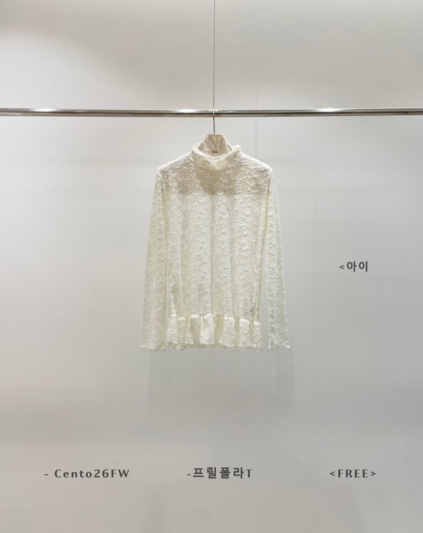 CENTO韓國直郵女士新款真品熱賣休閑襯衫蕾絲衫荷葉邊高領CENTO襯衫/蕾絲衫