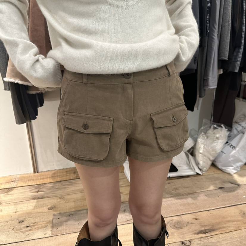 CREAM VILLA東大門代購女士新款人氣短褲口袋CREAM VILLA短褲