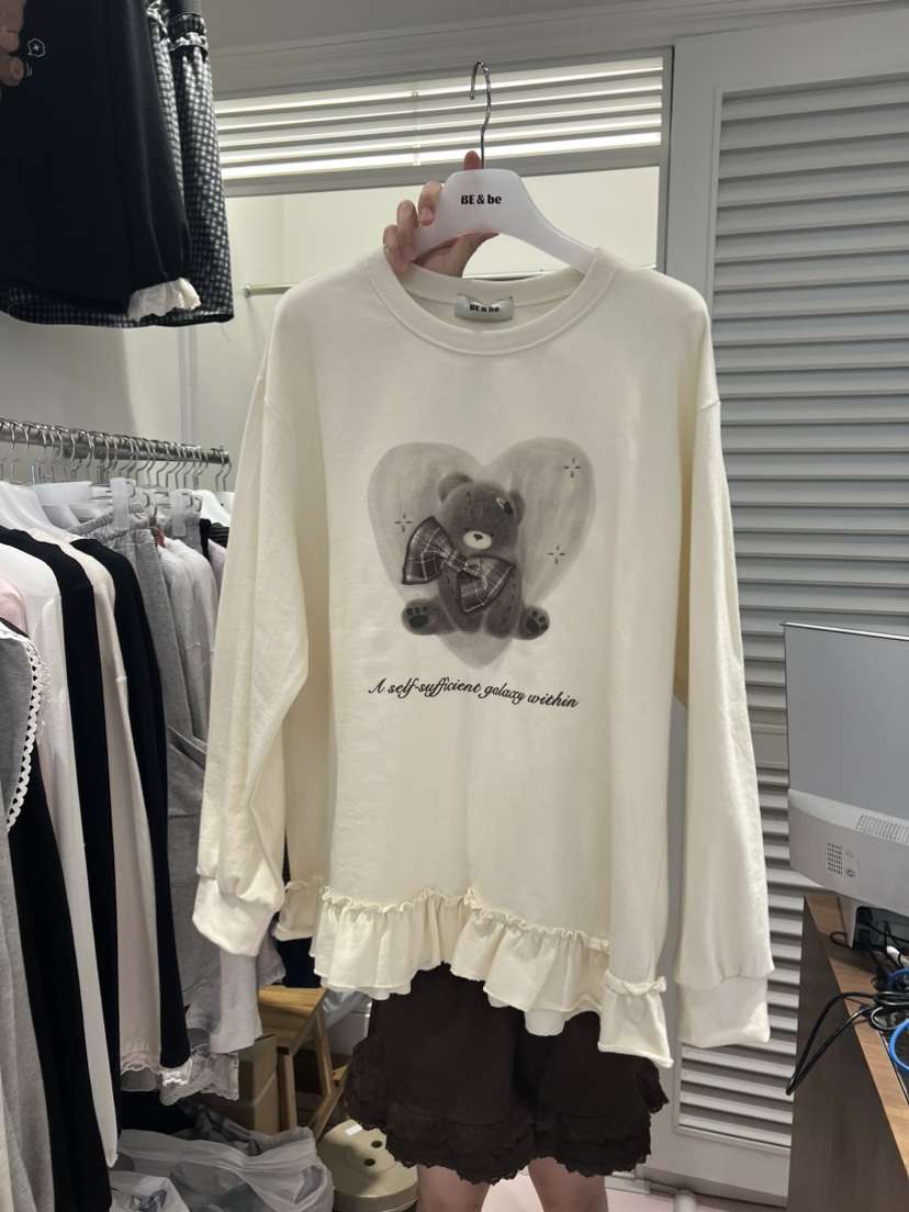 BE&amp;BE韓國代購女裝新品推薦休閑時尚人氣真品衛衣格子BE&be衛衣