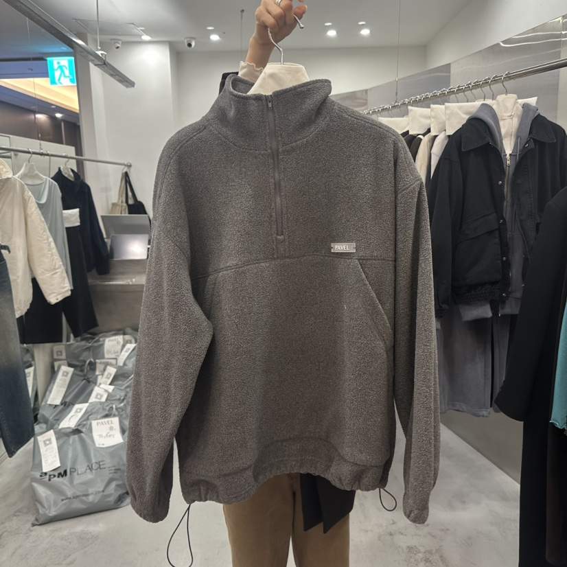 PAVEL韓國代購女士新品熱賣休閑時尚推薦人氣衛衣半拉鏈抓絨PAVEL衛衣