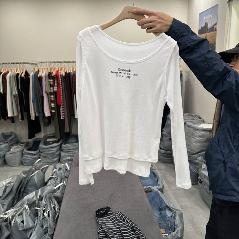 URBANSTORY/REMAKING東大門直郵女士新品休閑長袖T恤無袖Remaking/URBANSTORY長袖T恤