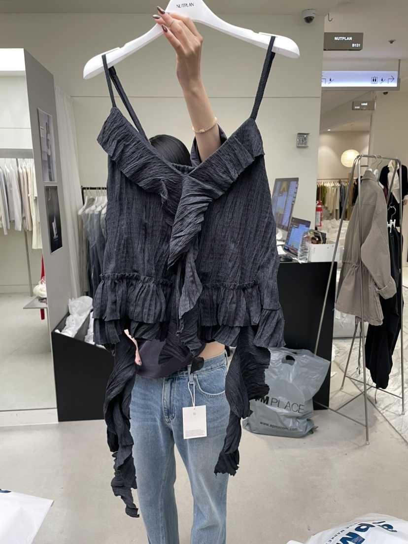 NUTPLAN韓國直郵女裝新品推薦真品休閑時尚吊帶背心荷葉邊NUTPLAN吊帶/背心