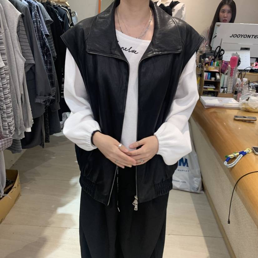 BLACKFRIDAY韓國代購女士新品休閑人氣真品熱賣時尚馬甲皮革BLACK FRIDAY馬甲